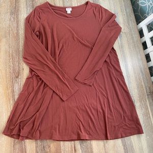 Rust long sleeve tee shirt dress